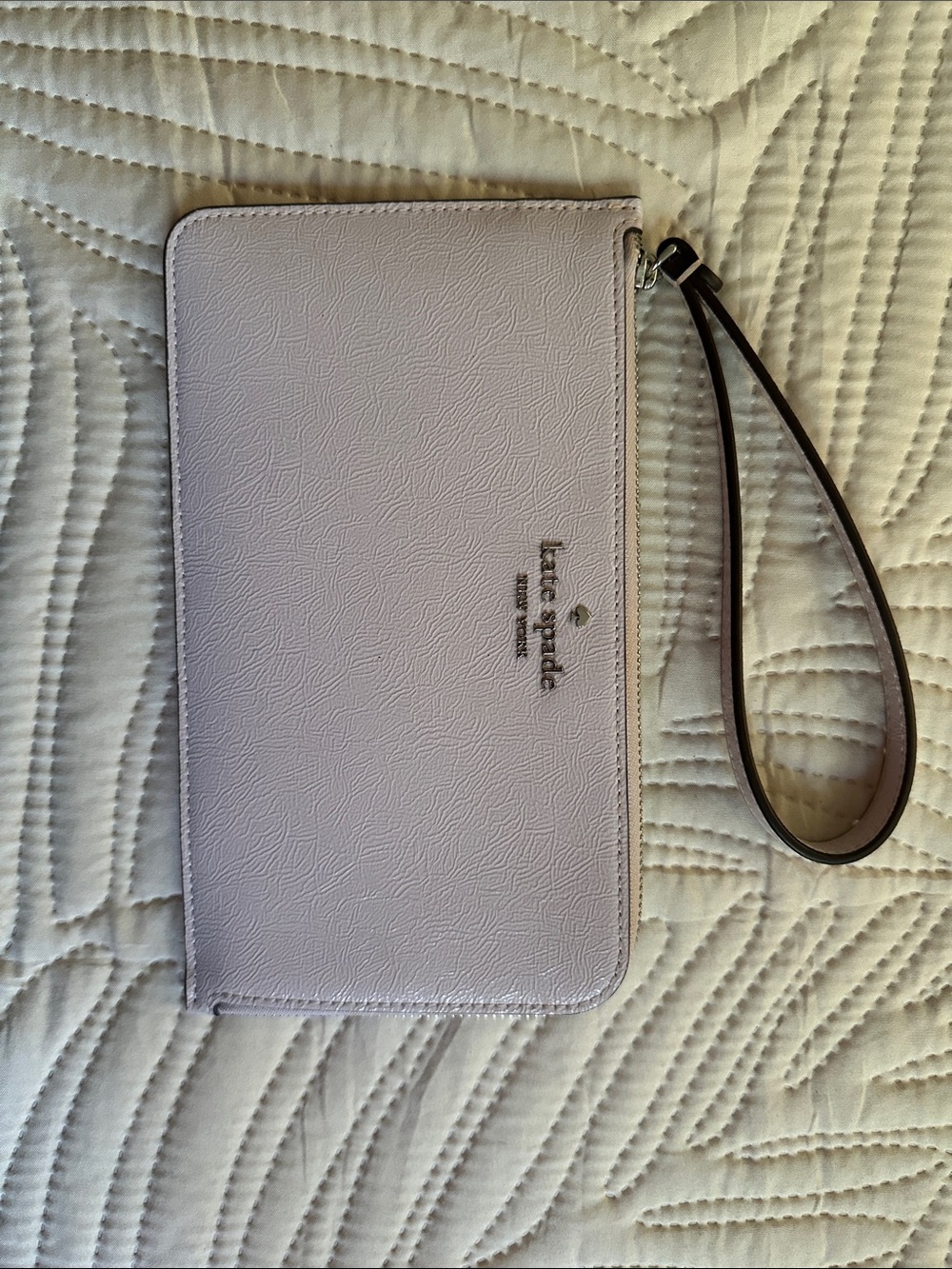 kate spade pastel lavender zip wristlet with wrist strap